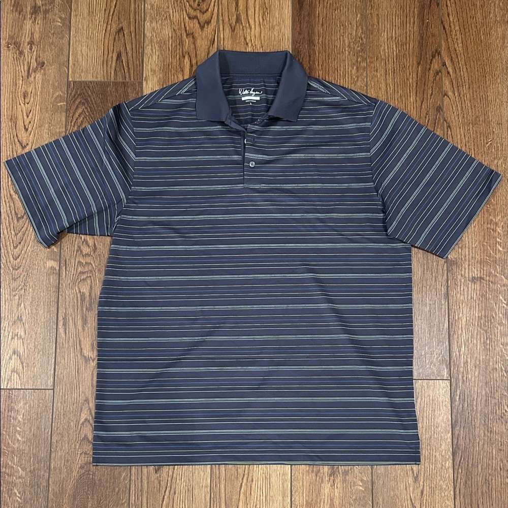 Walter Hagen Gray/Navy Striped Polo Shirt